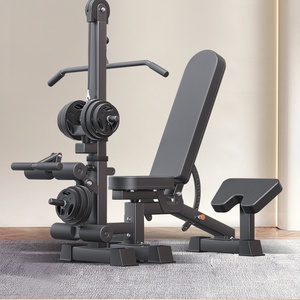 Banc de musculation multifonction pliable pour usage domestique et commercial, avec fonction de tirage vertical et de développé couché - Product Image 1