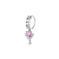 Anneau de nez en cuivre avec zircon, motif fleur cœur, piercing corporel unisexe tendance