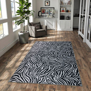 Zebra ciniglia stampata moderna zona soggiorno <span class=keywords><strong>tappeto</strong></span> di grande Design orientale <span class=keywords><strong>tappeto</strong></span> <span class=keywords><strong>bianco</strong></span> <span class=keywords><strong>nero</strong></span> per uso domestico lavabile per facile - Product Image 1