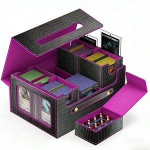 Caja de Cartas de Gran Capacidad con Diseño de Piel de Cocodrilo Rojo/Azul Marino, Seis en Uno, Almacenamiento para 35 Cartas de Juego y Dados para <span class=keywords><strong>Hearthstone</strong></span> - Product Image 6