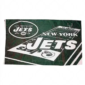 Haute qualité personnalisé New York Jets NFL 3x5 champ cour drapeau pôle ventilateur bannière hayon maison Bar décor