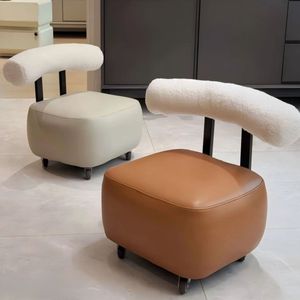 Custom Made Caster <b>Stool</b> With Omnidirectional Wheels Soft Seat Home Ottoman For Living Room Adult Use - Product Image 3