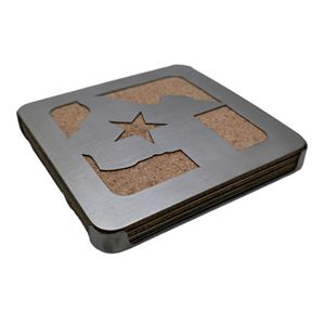 304 sottobicchiere in 18/8 in acciaio inossidabile con fondo antiscivolo in sughero e supporto per sottobicchieri per caffè - Product Image 3