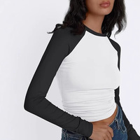 Chemise à manches longues pour femmes automne fille chaude mince couleur élastique correspondant légèrement court haut en soie de lait