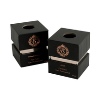 Boîte de vernis à ongles en gel carrée noir et or rose avec trou supérieur, design personnalisé, emballage de beauté haut de gamme