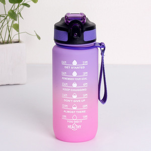Botella de Agua Deportiva al por Mayor, Resistente a Altas Temperaturas, con Pajita Graduada, de Plástico Esmerilado con Color Progresivo - Product Image 2