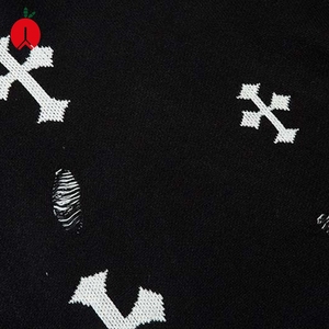 Suéter Personalizado Antiarrugas para <span class=keywords><strong>Hombre</strong></span>, Tejido de Punto con Patrón <span class=keywords><strong>Cruzado</strong></span>, Estilo Desgastado, Hombros Caídos, Jacquard Urbano, Cárdigan Rasgado - Product Image 3