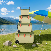 Glacière pour camping en plein air, pique-nique, pêche, mousse PU thermique, rétention de glace 48H, poignée télescopique, LLDPE de qualité alimentaire