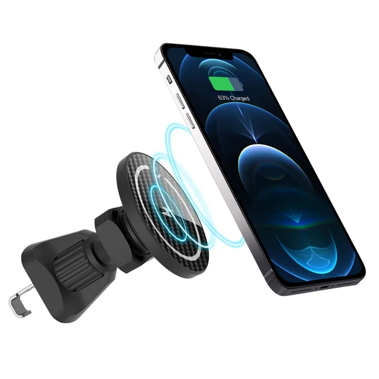 Custom 15W Auto Smart Vent Mount 360 Degree Placement Phone Holder The Magnetic Car Charger Wireless For iPhone 12 Pro Max Mini