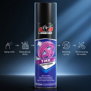 LAMBOSS <span class=keywords><strong>Spray</strong></span> Abrillantador de Neumáticos <span class=keywords><strong>en</strong></span> Aerosol de Alto Brillo, Espuma de Secado Rápido para Todo Tipo de Neumáticos, Profesional - Product Image 4