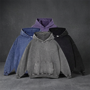 Sweat à capuche unisexe en coton épais 300 g/m² de qualité supérieure, coupe classique, motif brodé vintage, style streetwear - Product Image 3