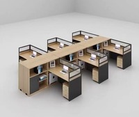 Bureau de travail en L moderne et convertible en bois pour 3 personnes avec cloison, mobilier de bureau incurvé en gros