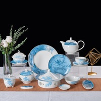 P & T Ensemble d'assiettes Royal Ensemble de vaisselle design Ensemble d'assiettes de cuisine Vaisselle de dîner Assiettes blanches en céramique gaufrée Plats pour la maison