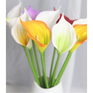 Sen masine hoa nhân tạo cảm ứng thực sự <span class=keywords><strong>Calla</strong></span> <span class=keywords><strong>Lily</strong></span> cho Diy đám cưới bó hoa bên trang trí nội thất màu đỏ trắng tím cam màu xanh lá cây - Product Image 4