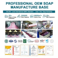 Jabón de tocador de limpieza básica hecho a mano de 125g para mujeres y hombres, ingrediente químico antiséptico blanqueador sólido presentado en caja de papel