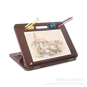 Caballete de madera con asa, tablero de dibujo portátil de escritorio, base multifuncional para ordenador portátil, color marrón, para adultos - Product Image 4