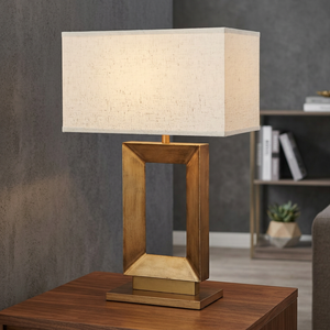 Lampe de table moderne en aluminium avec abat-jour en lin beige, design minimaliste, LED blanc chaud 3500K, Ra95 CRI95, électrique, chambre à coucher, salle à manger - Product Image 2