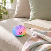 Jouet Squishy en PU Rainbow Bao Bun avec visage mignon et couleurs dégradées pastel