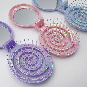 Sản phẩm mới du lịch kích thước dễ thương bàn chải tóc gấp lược với Gương trang điểm - Product Image 5