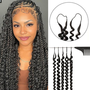 Extensioni per capelli umani ricci pre-looped con nodo invisibile, in piuma, di grado 10A, da 16-24 pollici, ricci burmesi, per trecce, in vendita calda - Product Image 2