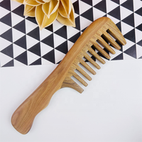 Peigne à barbe en bois à dents larges, portable et écologique, avec longue poignée, pour le soin de la barbe, marque privée de fabrication chinoise