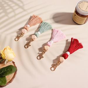 Boho Tassel Wooden Bead Keychain ID Badge Bag Pendant Stylish & Practical Lanyards Teacher Keychain Gift