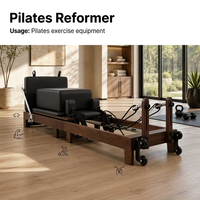 Reformer de Pilates portable en bois de noyer, pliable, avec fonctions réglables, pour studio de Pilates et rangement facile