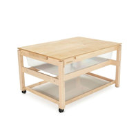 Table d'activités mobile moderne pour sable et eau, idéale pour les écoles maternelles, les jardins d'enfants et les activités Montessori, avec étagère de rangement et roulettes, pour chambre et cuisine