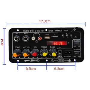 D10-II 홈 앰프 35W 단일 출력 블루투스 라디오 DC12V/24V AC220V USB TF 듀얼 마이크 입력 및 원격 제어 - Product Image 4