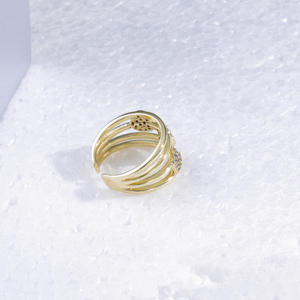 Diseño moderno con diamantes brillantes, chapado en oro de 14k para parejas, acabado exquisito, adecuado para celebrar aniversarios, ajustable. - Product Image 6