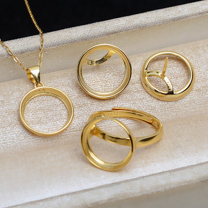 WENCHI S925 Plata, Conjunto de Pendientes y Anillos, Base Plana de 13.5mm, Marco Vacío, Fornituras de Joyería, Bolsa - Product Image 5