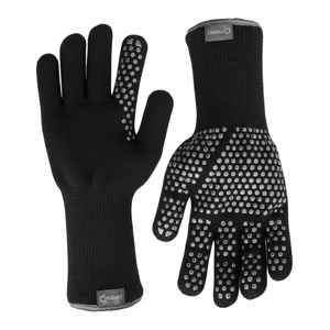 DB Expert Black Silicone Dotted BBQ Gloves Heat Resistant One Size Fits Most for Safe <b>Outdoor</b> Cooking Box Including BBQ Tools - Product Image 1
