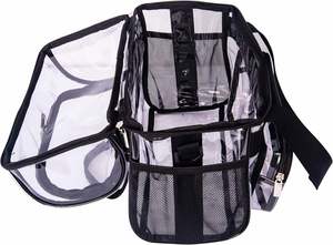 Stadium Approved Double Decker Crossbody <b>Transparent</b> PVC Lunch Tote <b>Makeup</b> Travel Organizer <b>Bag</b> Sport Event Concert Zipper - Product Image 3