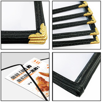 Porte-menu en plastique PVC transparent de nouvelle conception avec bord floral A4/8,5x11 pouces pour restaurants, hôtels, bars