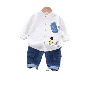Vêtements pour enfants de haute qualité, ensembles de vêtements, chemise blanche et pantalon en jean pour garçons - Product Image 1