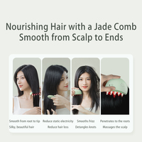 Peigne de massage chauffant électrique en jade avec lumière rouge, brosse de soin du cuir chevelu, relaxation, soin des cheveux, bien-être, salon de beauté, usage quotidien à domicile, vente en gros B2B