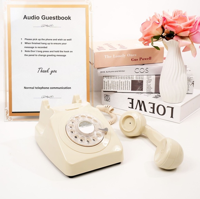 Wholesale vintage decorated phone guestbook Antique powder phone an audio guest book