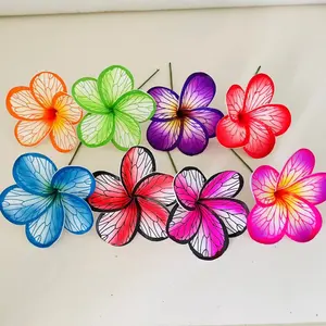 Plumierial Haar pickel Schaum Blumen haar Accessoires mit grünem Blatt Künstliche Insel Tiara Frangipani Hibiskus Tiara Zubehör