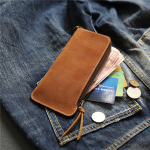 Cartera Ultrafina de Cuero Genuino para Hombre con Cierre, Diseño Retro Simple de Cuero Crazy Horse, Portátil y Juvenil - Product Image 2