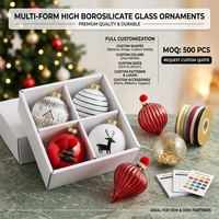 Produsen Set Gelas Natal Rusa Kutub Bergaris Grosir OEM Kotak Hadiah Salju Bertuliskan Merry Dekorasi Borosilikat Bauble
