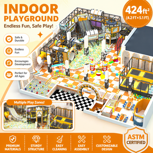 <b>Indoor</b> Playground Soft Play with <b>Slide</b> Rope Bridge Climbing Wall for Kids Adventure Center - Product Image 1