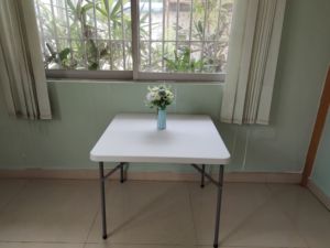Mesa cuadrada de plástico plegable de 86cm, portátil, fácil de limpiar, venta al por mayor, póker HDPE blanco - Product Image 2