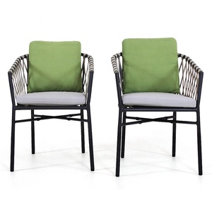 jardín restaurante 7 piezas Juego de comedor muebles al aire libre Patio cuerda de aluminio Mesa ovalada y sillas de 6 plazas - Product Image 3