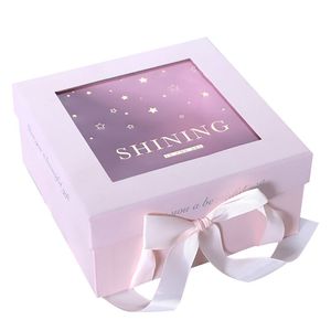 Gift <strong>Box</strong> in Stock With Hand Gift square <strong>Transparent</strong> PVC Window Gift <strong>Box</strong> for Cosmetic Packaging - Product Image 6