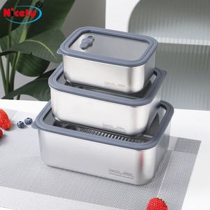 Factory Customization Leakproof 304 Stainless Lunch Box Rectangular Sealed <b>Kitchen</b> Food Container With Glass Cover - Product Image 3