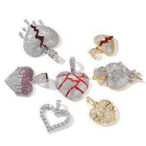 Joyería de <span class=keywords><strong>moda</strong></span> de tendencia, colgante de Corazón Roto chapado en oro y plata, dijes de cobre con collar de cadena torcida de acero inoxidable para hombres - Product Image 3