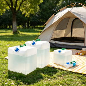 Bouteille d'eau transparente en PVC de grande capacité 20L, seau pliable carré pour le camping, stockage d'eau - Product Image 6