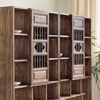 Étagères à curiosités en bois massif de style Wabi Sabi, écologiques, rétro, sculptées, porte creuse, vitrine à thé, étagère de rangement pour usage hôtelier