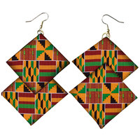 Boucles d'oreilles pendantes longues faites à la main en coton imprimé Ankara africain, style bohème ethnique, pour femmes