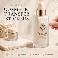 Autocollant de transfert UV DTF personnalisé, autocollants imperméables pour l'emballage de produits de maquillage et de soins de la peau, boîte cadeau, flacon de voyage, pot de crème, tube